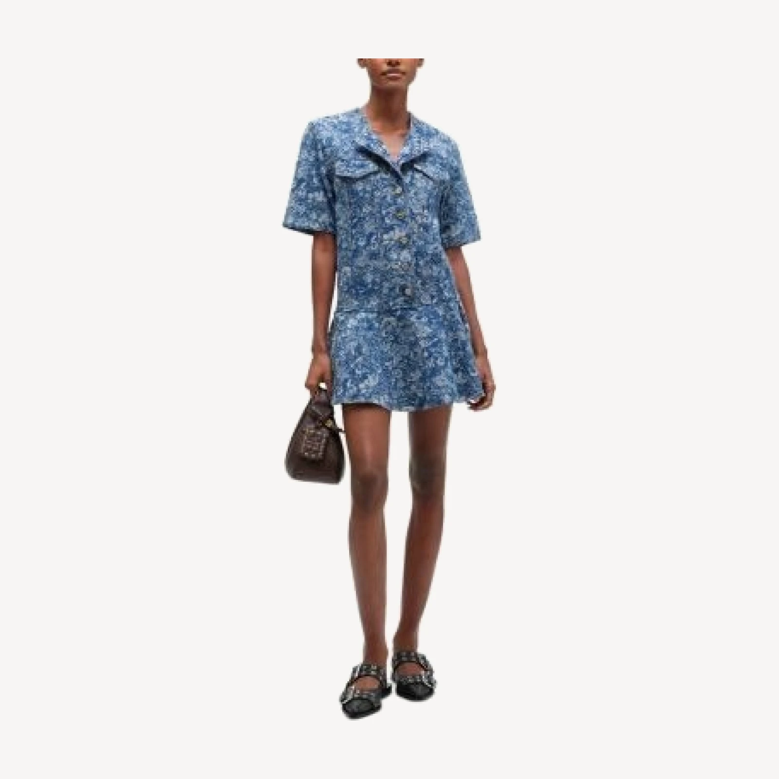 Ganni Dark Blue Tapestry Denim Mini Dress