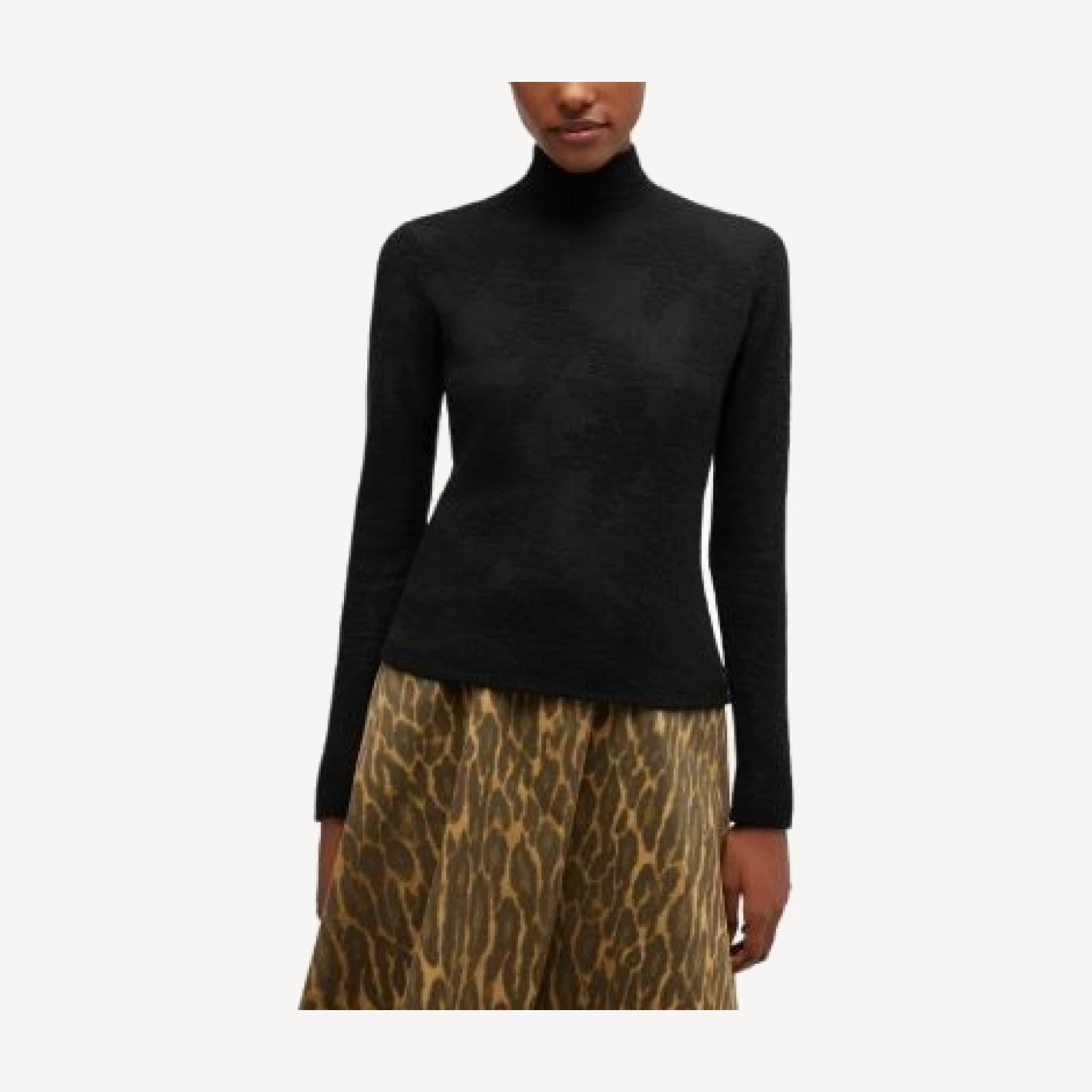 Ganni Sheer Flower Jacquard Turtleneck Sweater
