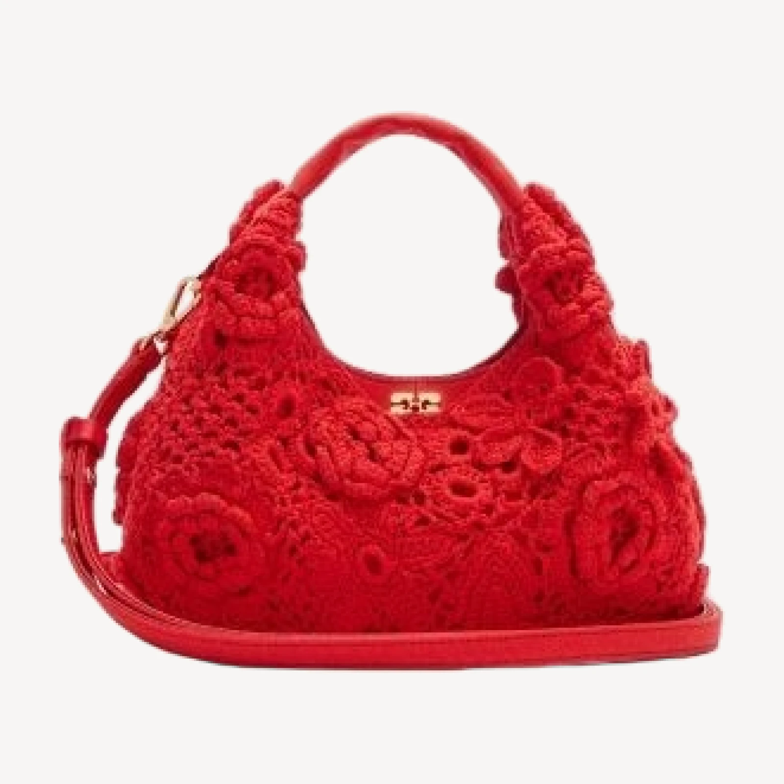 Ganni Mini Crochet Cotton Hobo Bag