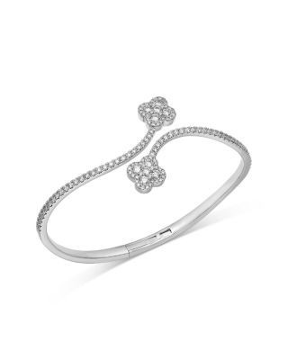 Bloomingdale's Fine Collection Diamond Clover Bypass Bracelet in 14K White Gold, 2.0 tcw
