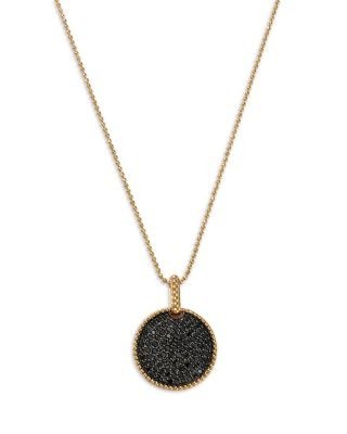 Bloomingdale's Fine Collection Black Diamond Circle Pendant Necklace in 14K Yellow Gold, 0.75 tcw