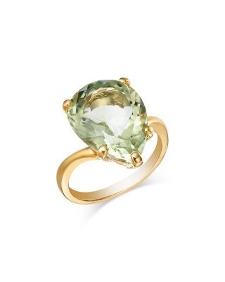 Bloomingdale's Fine Collection Prasiolite Pear Solitaire Ring in 14K Yellow Gold