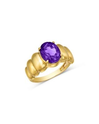Bloomingdale's Fine Collection Amethyst Oval Ring in 14K Yellow Gold