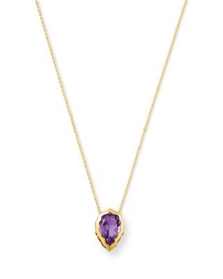 Bloomingdale's Fine Collection Amethyst Pear Pendant Necklace in 14K Yellow Gold, 16-18