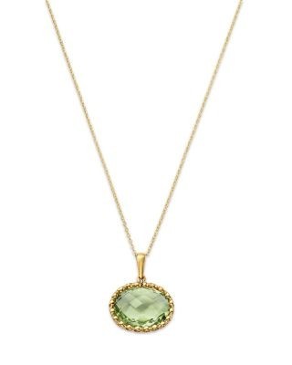 Bloomingdale's Fine Collection Prasiolite Oval Bezel Pendant Necklace in 14K Yellow Gold, 16-18