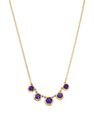 Bloomingdale's Fine Collection Amethyst Five Stone Collar Necklace in 14K Yellow Gold, 16-18