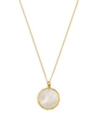 Bloomingdale's Fine Collection White Mother of Pearl Bezel Pendant Necklace in 14K Yellow Gold, 16-18