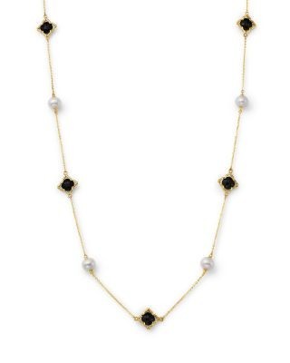 Bloomingdale's Fine Collection Onyx & Cultured Freshwater Pearl Necklace in 14K Yellow Gold