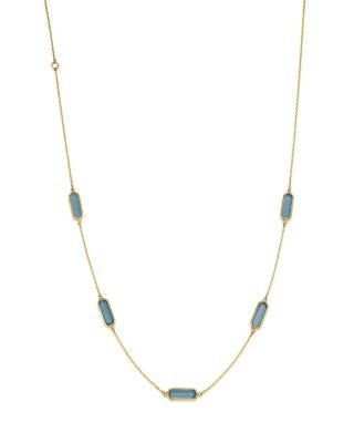 Bloomingdale's Fine Collection Blue Topaz Station Necklace in 14K Yellow Gold, 16-18