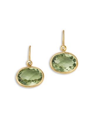 Bloomingdale's Fine Collection Prasiolite & Diamond Oval Drop Earrings in 14K Yellow Gold