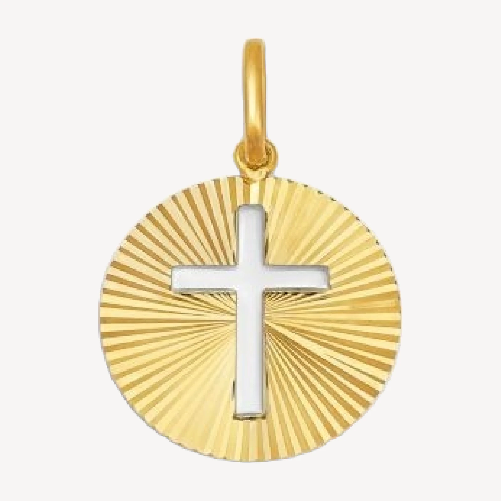Bloomingdale's Fine Collection 14K Yellow Gold & White Gold Cross Disc Pendant