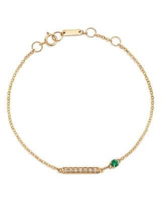 Bloomingdale's Fine Collection Emerald & Diamond Chain Link Bracelet in 14K Yellow Gold