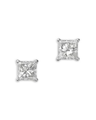 Bloomingdale's Fine Collection Diamond Princess Cut Stud Earrings in Platinum, 1.0 tcw
