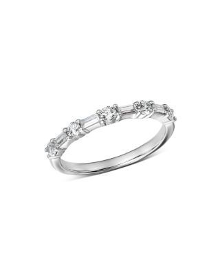 Bloomingdale's Fine Collection Diamond Baguette & Round Band in 14K White Gold, 0.50 tcw