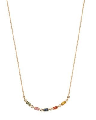 Bloomingdale's Fine Collection Multi Sapphire & Diamond Necklace in 14K Yellow Gold, 18