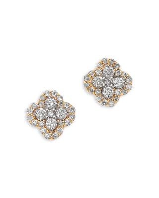 Bloomingdale's Fine Collection Diamond Clover Stud Earrings in 14K Yellow Gold, 0.25 tcw