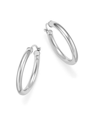 Bloomingdale's Fine Collection 14K White Gold Tube Hoop Earrings