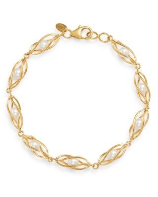 Bloomingdale's Fine Collection Cultured Freshwater Pearl Cage Bracelet in 14K Yellow Gold
