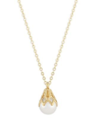 Bloomingdale's Fine Collection Cultured Freshwater Pearl Bell Cap Pendant Necklace in 14K Yellow Gold, 18