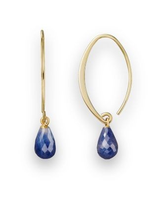 14K Yellow Gold Simple Sweep Earrings with Sapphire