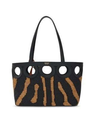 Ferragamo Medium Zebra Print Raffia Tote Bag