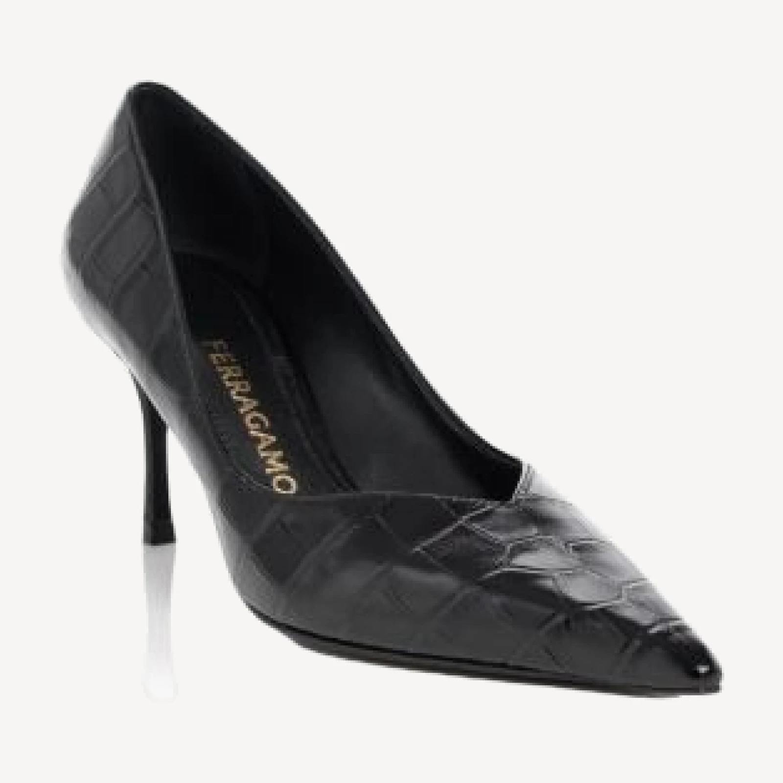 Ferragamo Women's Desi Croc-Embossed Pointed Pumps