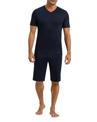 Hanro Night Selection Mercerized Cotton V Neck Pajama Tee & Pajama Shorts Set