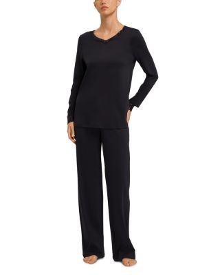 Hanro Moments Cotton Lace Trim Pajamas Set