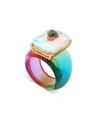 Kurt Geiger London Signature Eagle Stone Cocktail Rainbow Ring