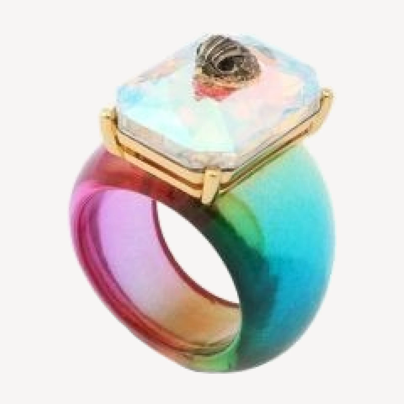Kurt Geiger London Signature Eagle Stone Cocktail Rainbow Ring