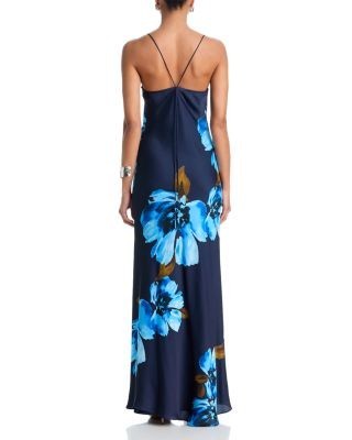 Aqua Satin Dress with Beaded Straps - Exclusive