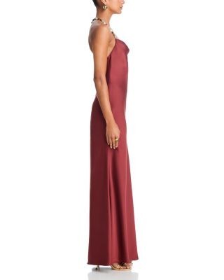Aqua Satin Beaded Strap Dress - Exclusive