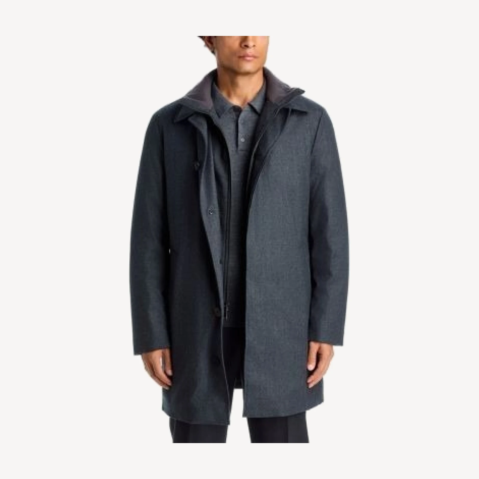 Vince Wool Blend Flannel Down Car Coat & Removable Bib
