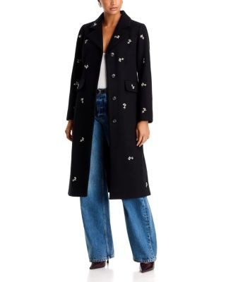 Aqua Embellished Faux Wool Coat - Exclusive