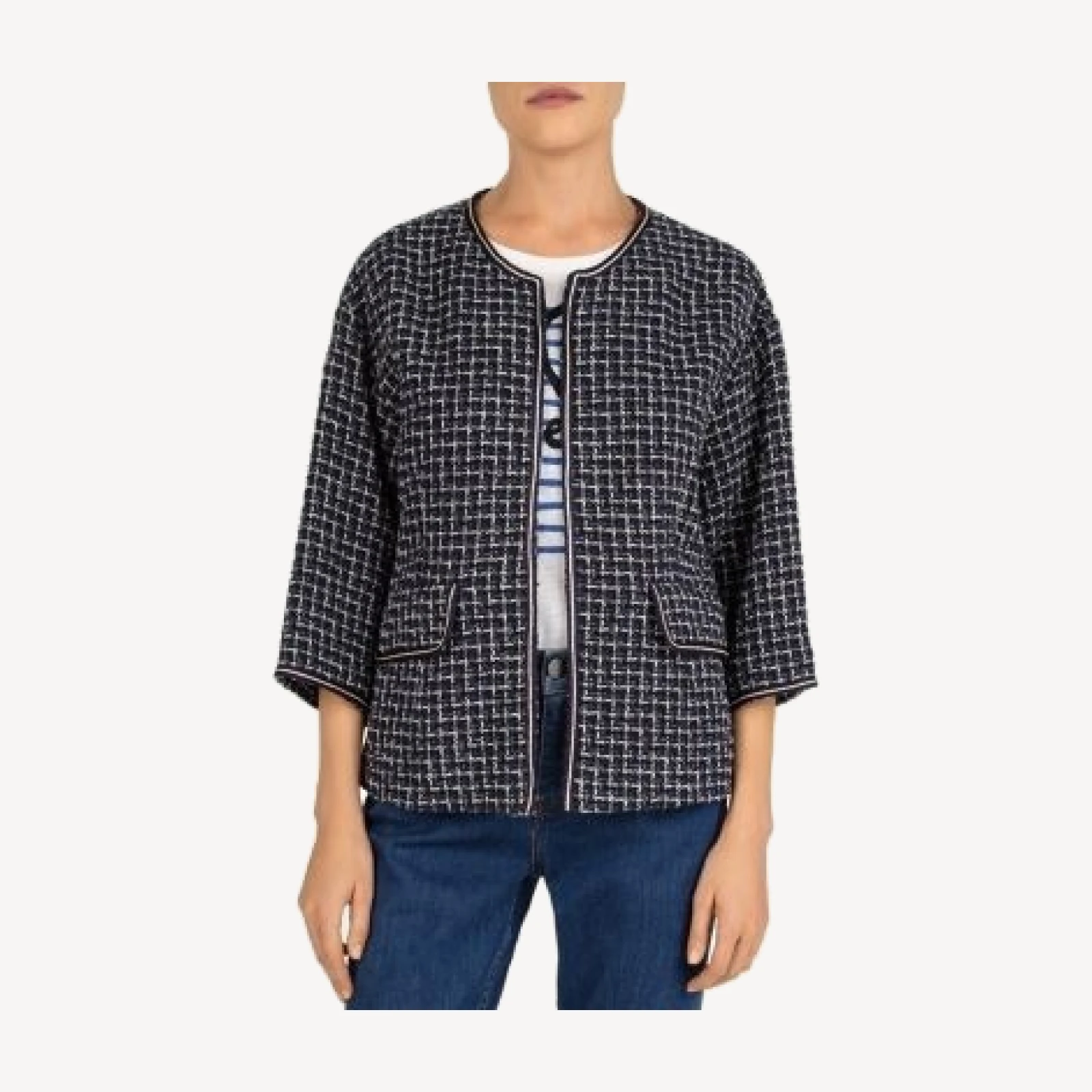 Gerard Darel Agostina Tweed Jacket with Trim