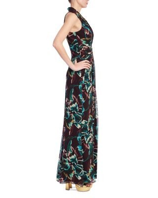 Badgley Mischka Floral Tuck Waist Dress