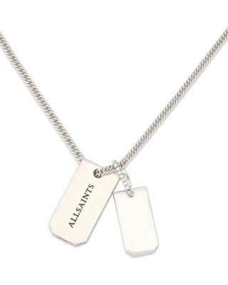 Allsaints Phoebe Signature Dog Tag Long Pendant Necklace, 32