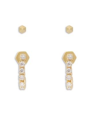 Allsaints Phoebe Stud & Rhinestone Front to Back Earrings, Set of 2