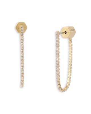 Allsaints Phoebe Rhinestone Chain Front To Back Earrings