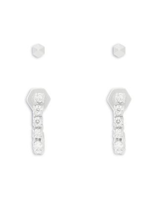 Allsaints Phoebe Stud & Rhinestone Front to Back Earrings, Set of 2