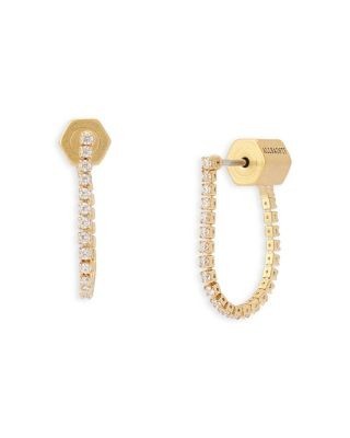 Allsaints Phoebe Rhinestone Chain Medium Front To Back Earrings