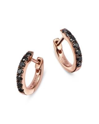 Bloomingdale's Fine Collection Black Diamond Huggie Hoop Earrings in 14K Rose Gold, 0.20 tcw