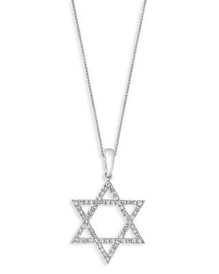 Bloomingdale's Fine Collection Diamond Star of David Pendant Necklace in 14K White Gold, 0.25 tcw