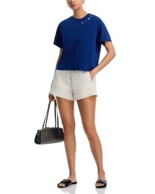 Aqua Haley Seashell Boxy Crop Tee - Exclusive