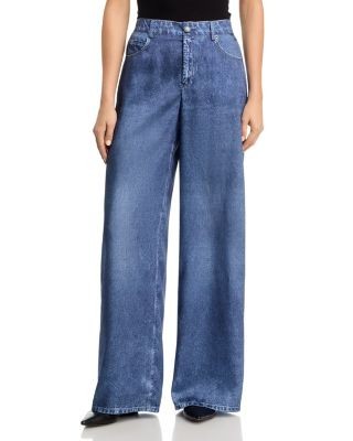 Kobi Halperin Sage Denim Print Satin Pants