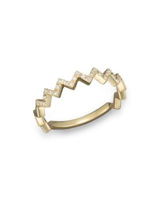 Diamond Zigzag Ring in 14K Yellow Gold, 0.10 tcw