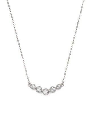 Diamond Graduated Bezel Necklace in 14K White Gold, 0.25 tcw