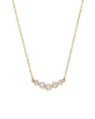 Diamond 5 Stone Graduated Pendant Necklace in 14K Yellow Gold, 0.25 tcw