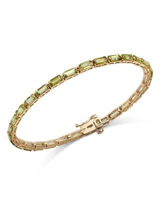 Bloomingdale's Fine Collection Peridot Baguette Statement Bracelet in 14K Yellow Gold