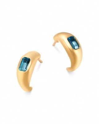 Bloomingdale's Fine Collection Swiss Blue Topaz Bold Gold J-Hoop Earrings in 14K Yellow Gold